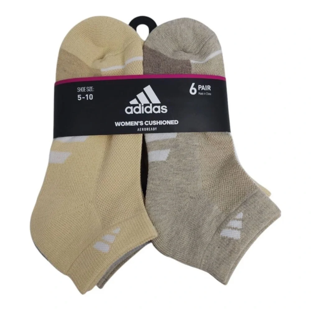 🤎NWT•Adidas Womens Cushioned Low-Cut Socks(6PK)Aeroready Technology•Size:5-10🤎